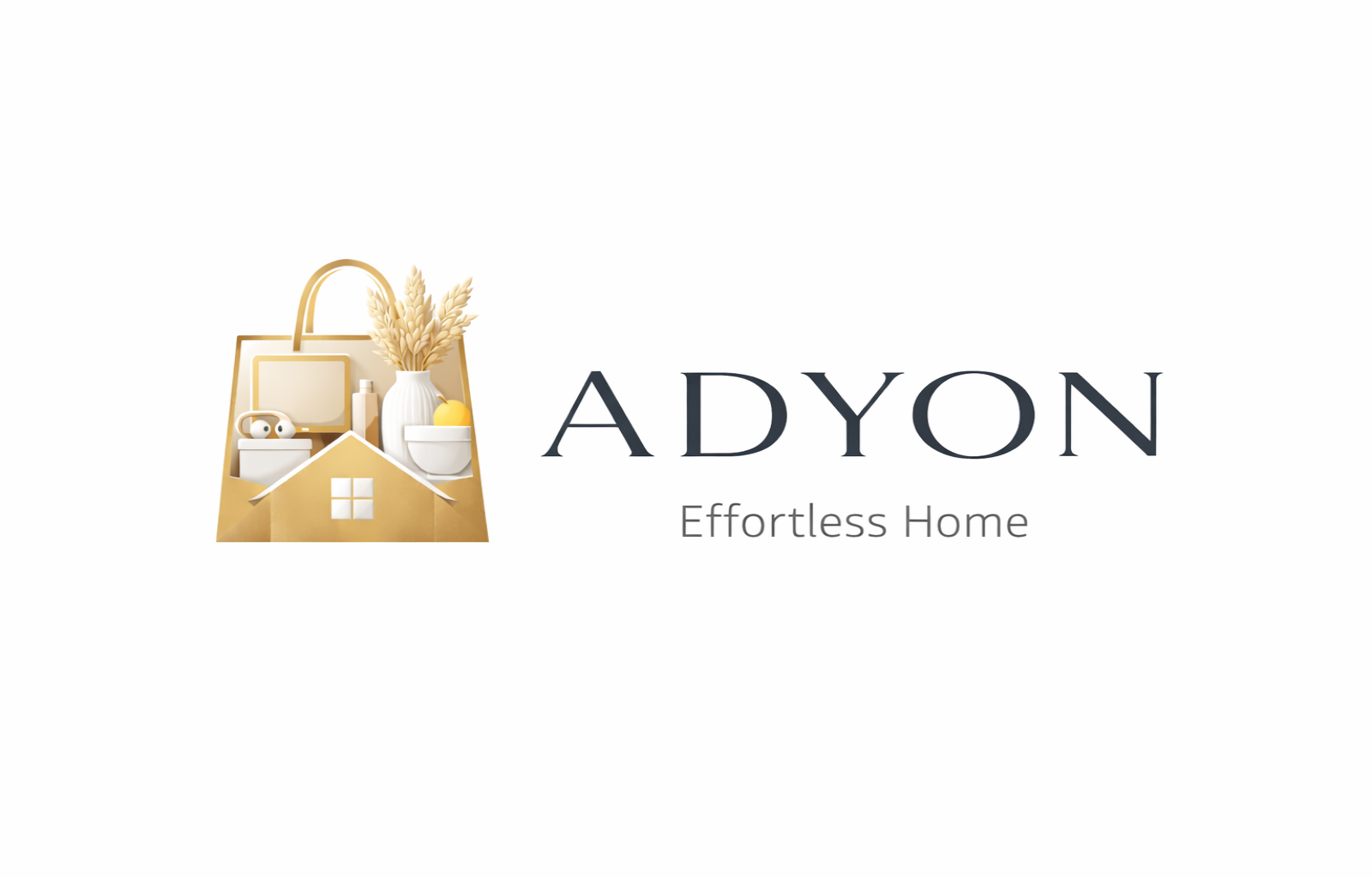 Logo of ADYON with a gold shopping bag icon on a white background