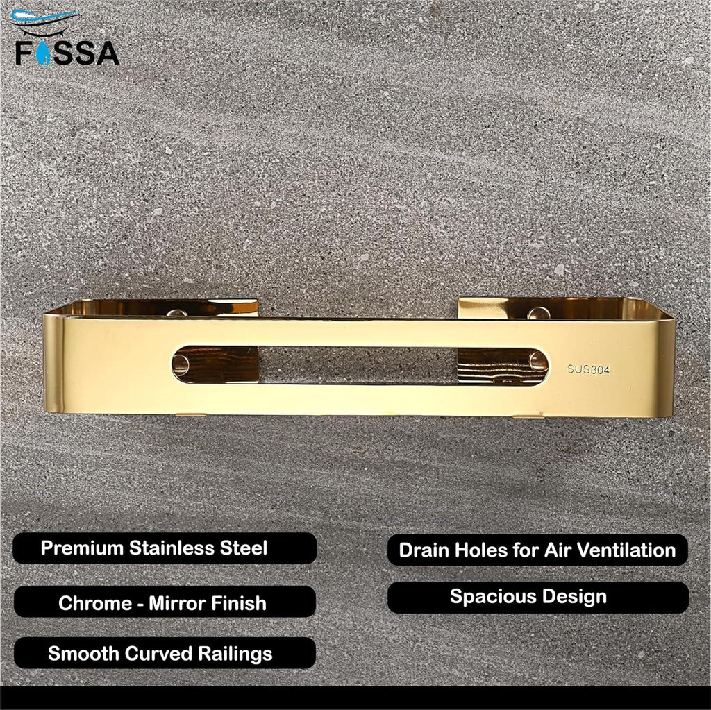 Square Stainless Steel Wall Storage Shelf (Gold)